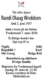 Dødsannonse Randi Olaug Wroldsen